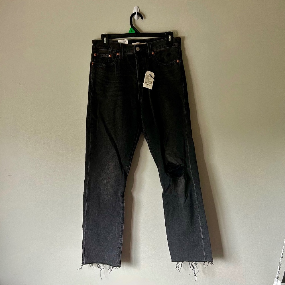 Levi's Black Wedgie Straight Jeans (Size 28)